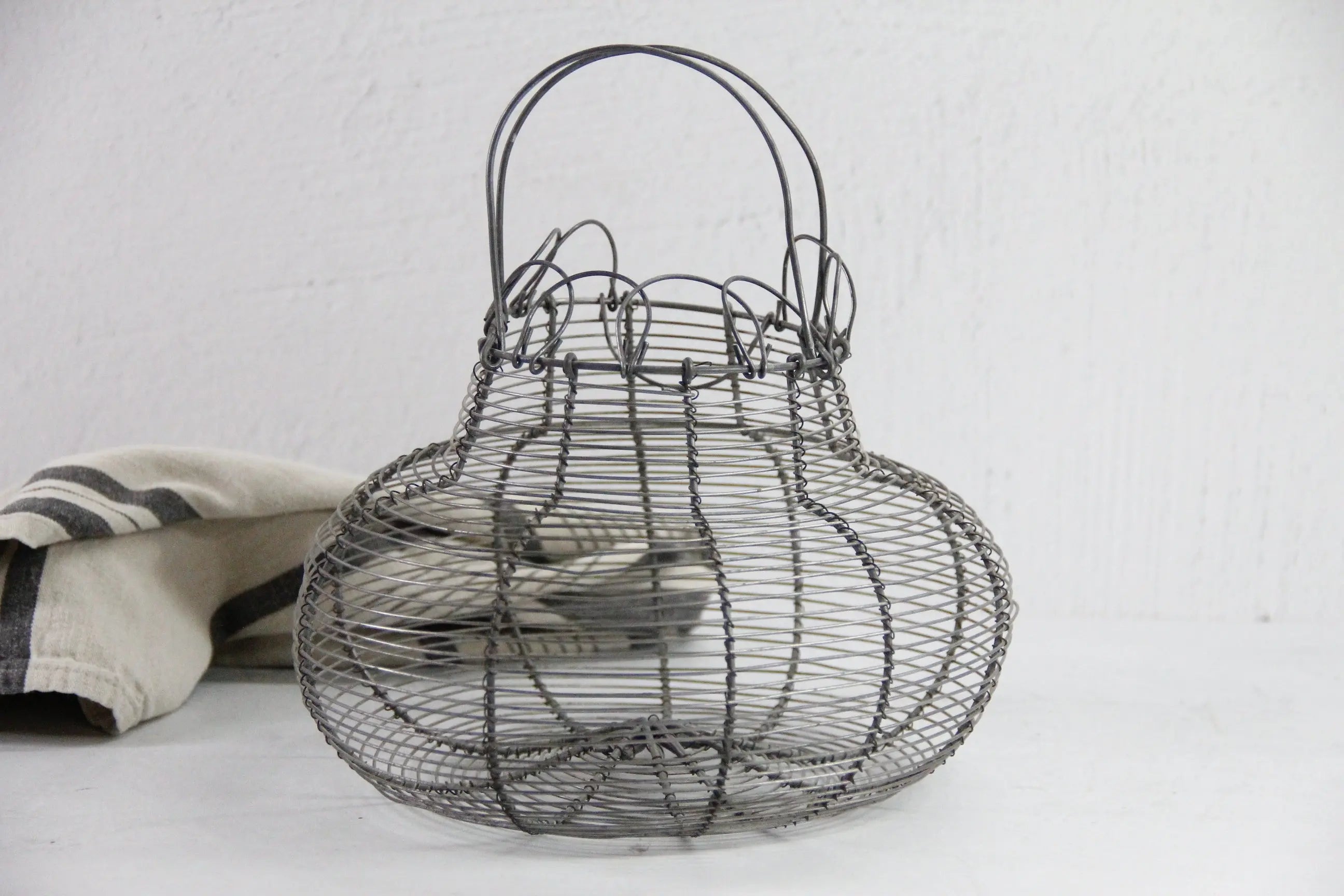 Vintage Wire Egg Basket | French Farmhouse Style-Metal Debra Hall Lifestyle