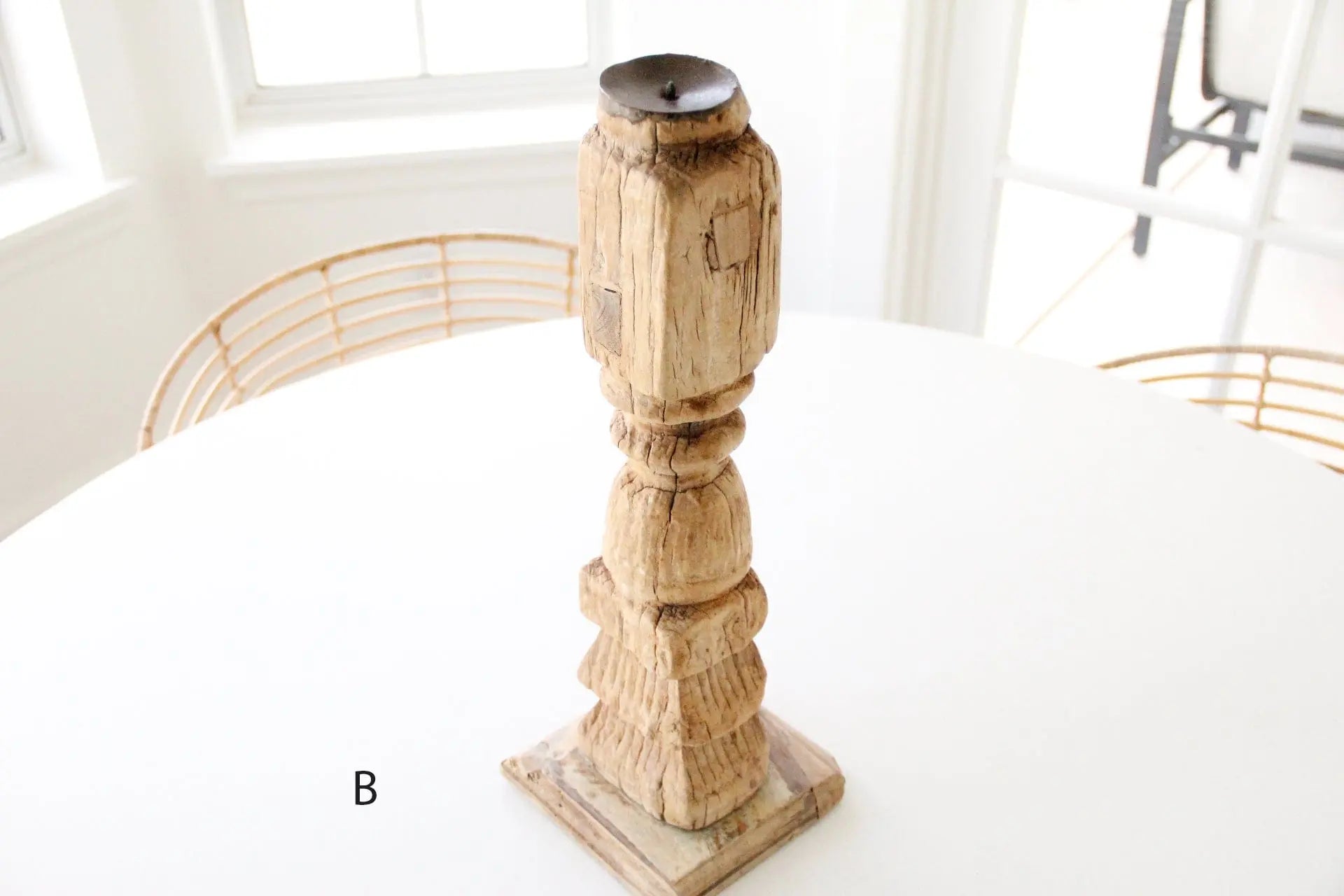Vintage Wood Candle Holder | XL Rustic  Debra Hall Lifestyle