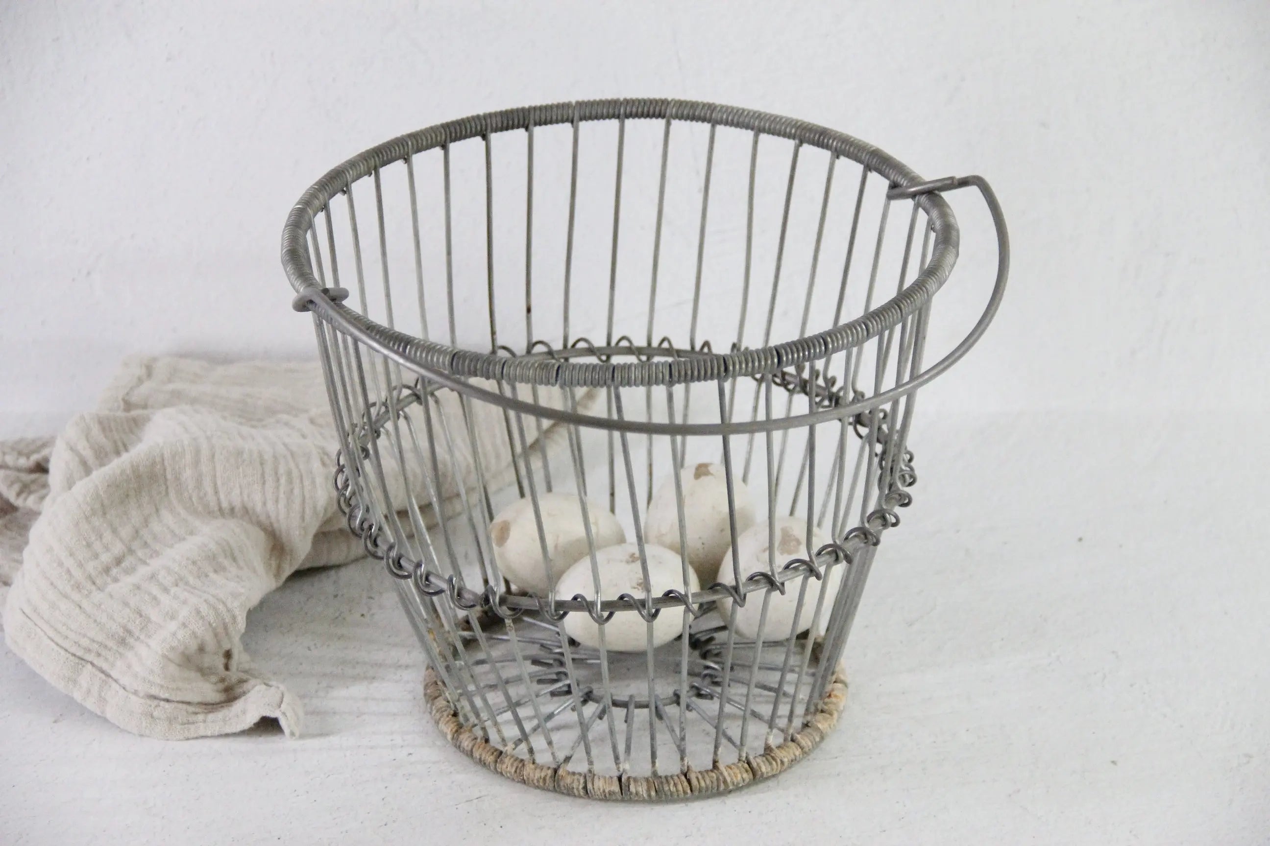 Vintage Zinc Wire Egg Basket | Heavy Gathering Farmhouse Debra Hall Lifestyle
