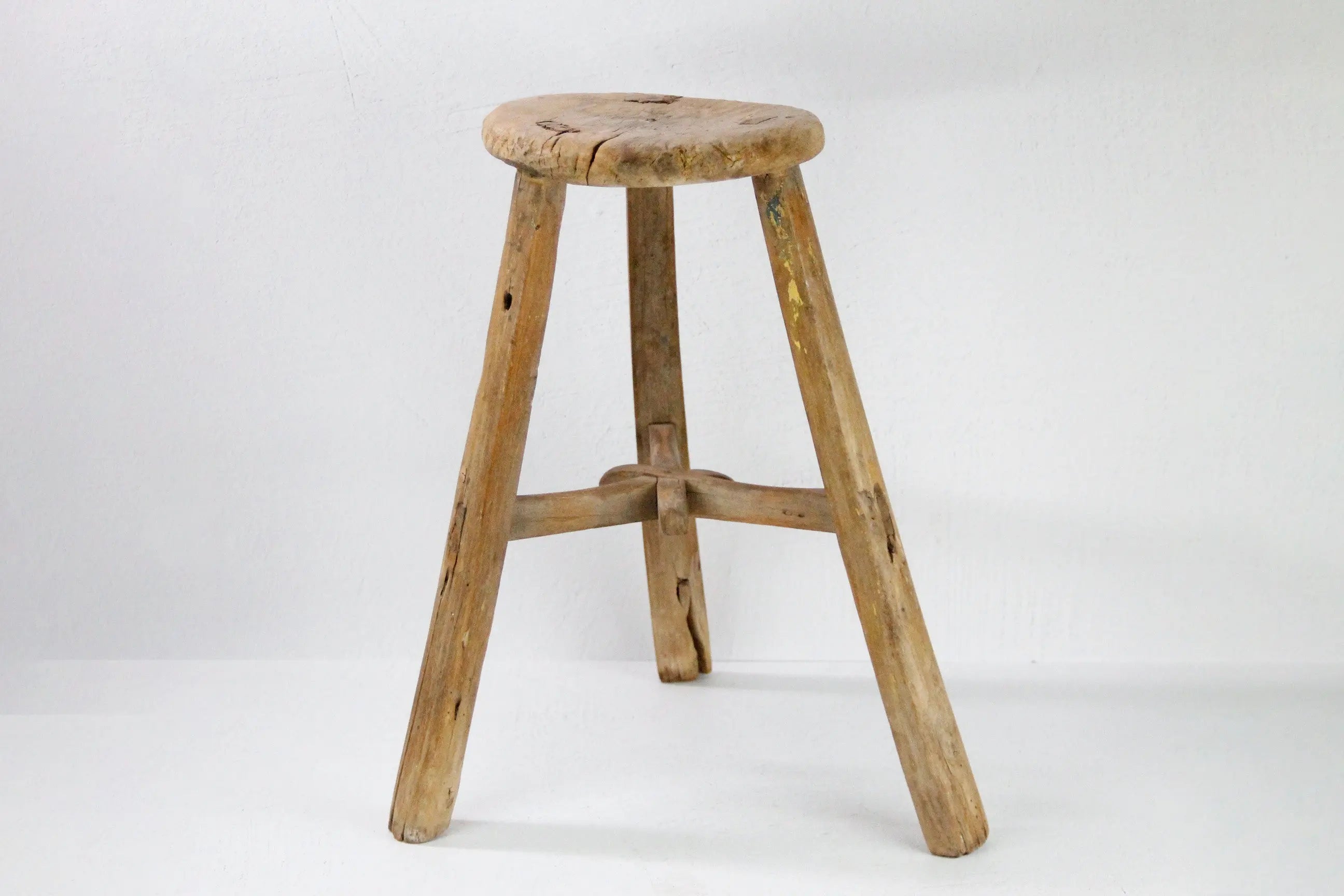 Wabi-Sabi Stool | Vintage Elm Round Wood Side Table Debra Hall Lifestyle