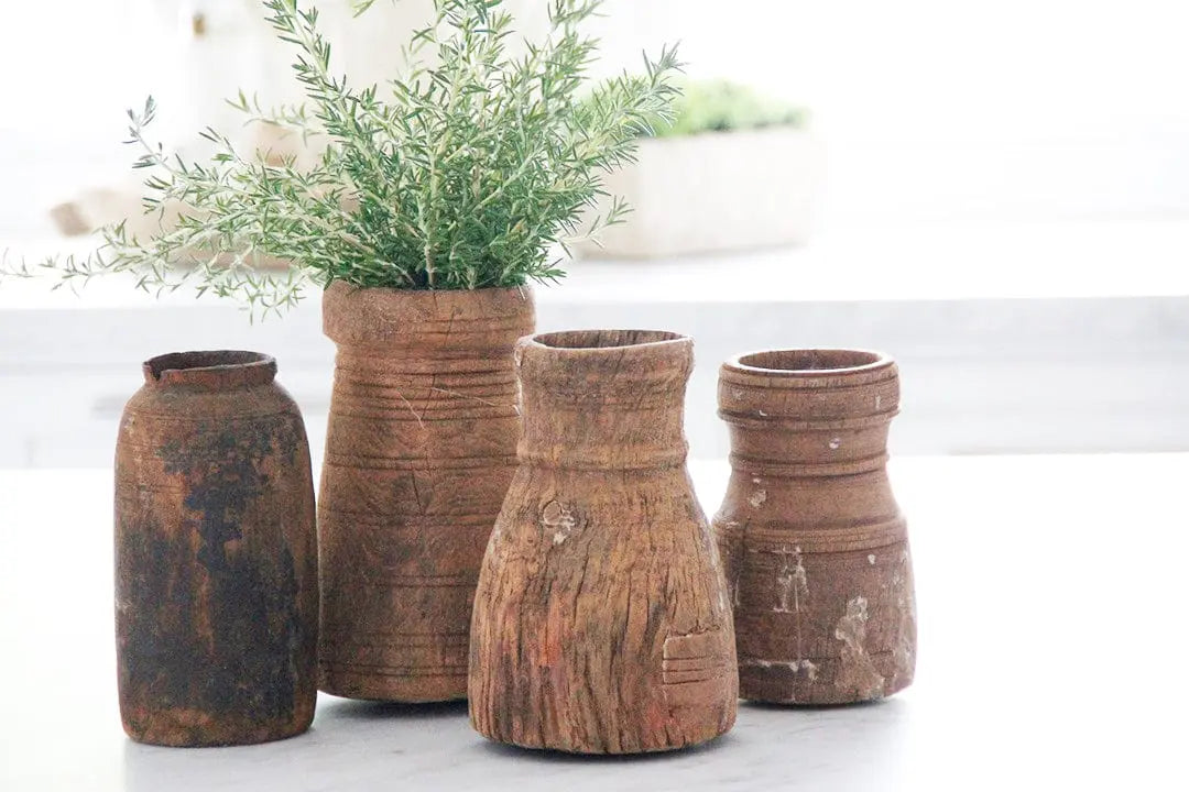 Wooden Jug | Antique Hand Carved Vase | India  Debra Hall Lifestyle