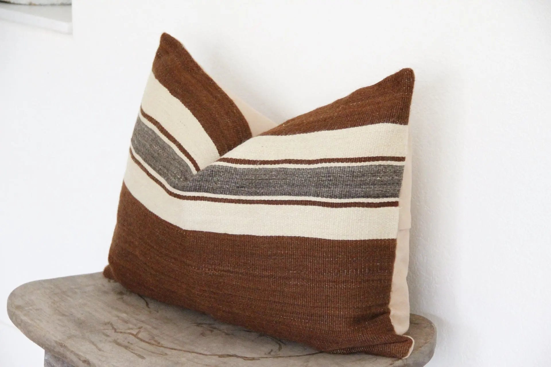 Wool Throw Pillow Cover | Cognac Stripe  Debra Hall Lifestyle