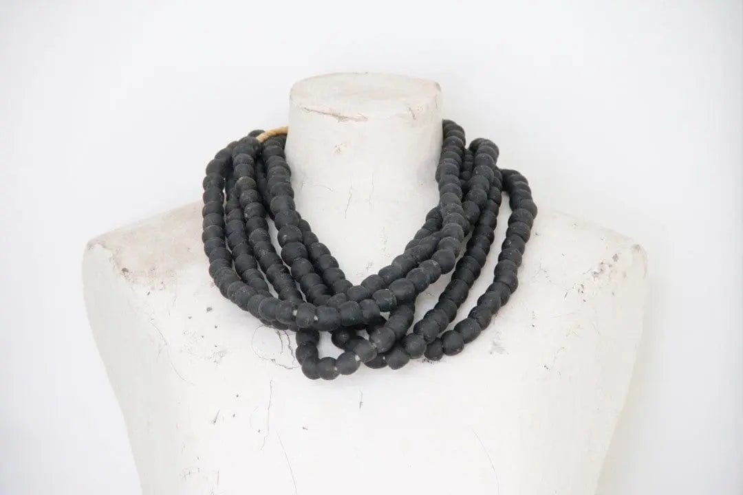 African Trade Beads | Vintage Black Recycled Glass-Medium - Debra Hall Lifestyle