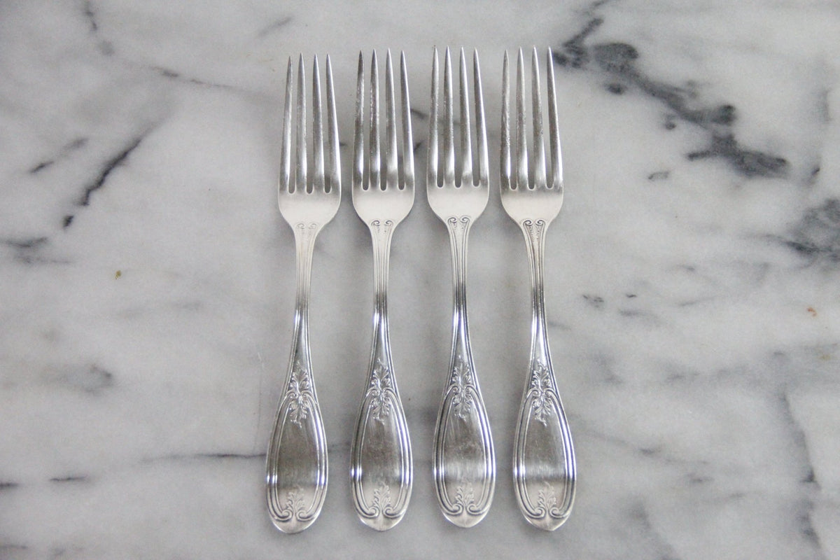 Antique Coin Silver Forks Set of 4 H.M. Ordway 19th Century - Debra Hall Lifestyle