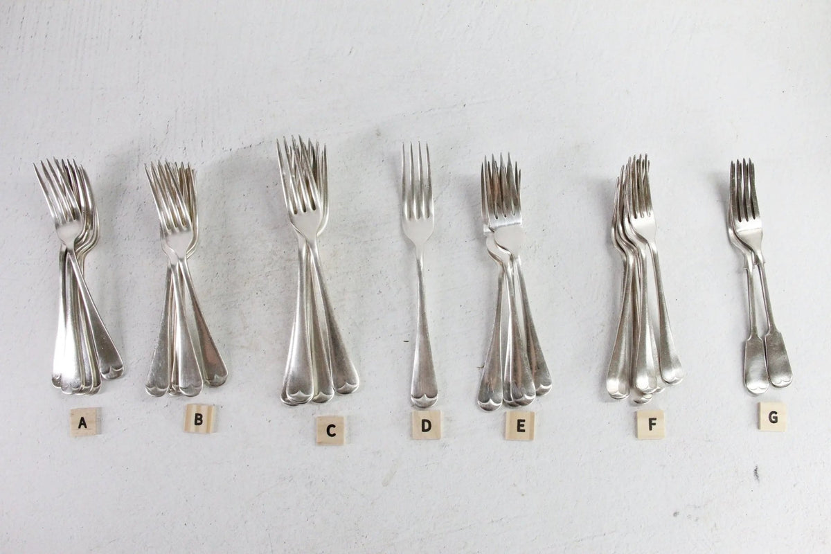 Antique English Flatware Forks Assorted Silverplate Makers - Debra Hall Lifestyle