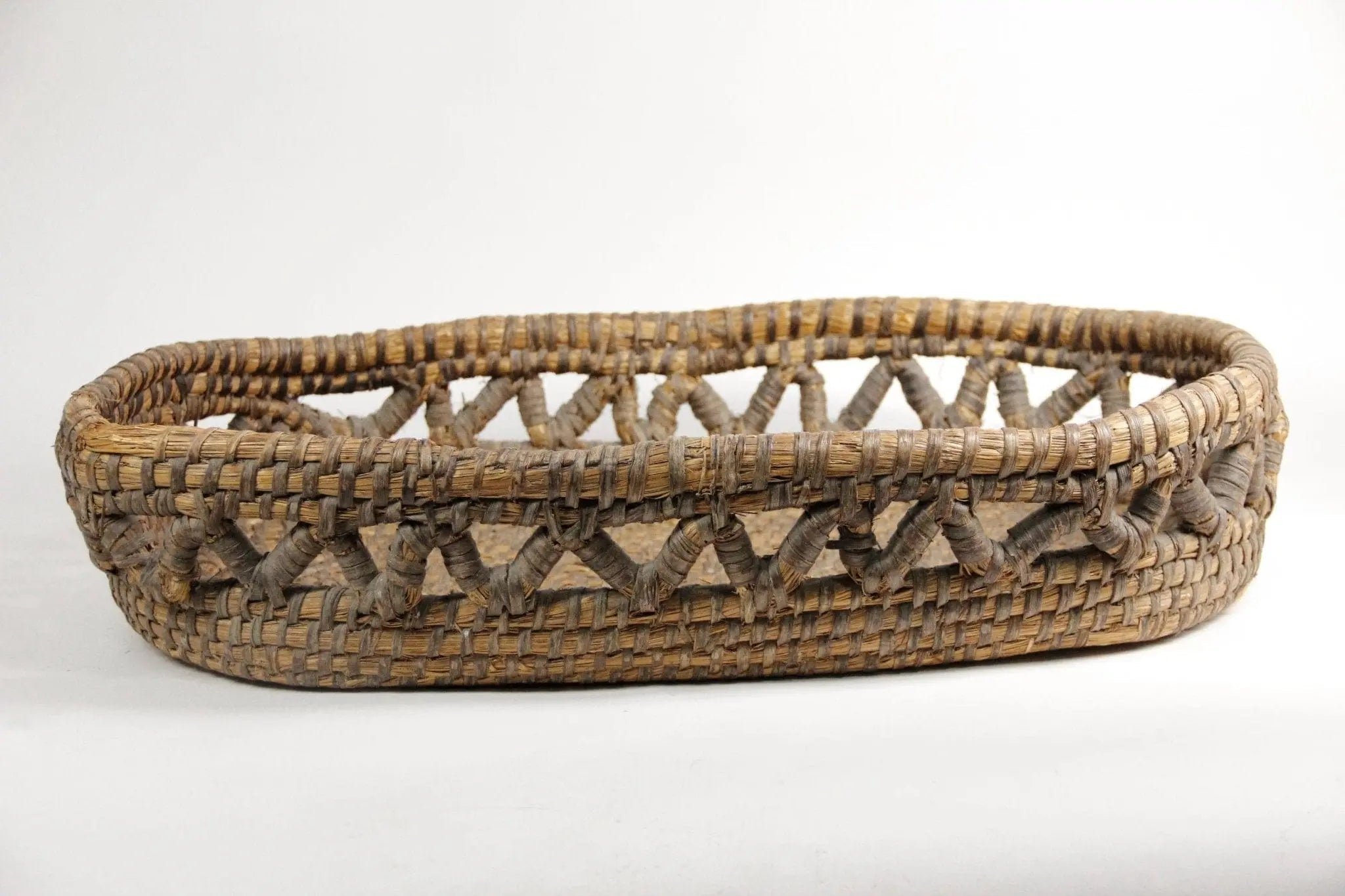 Antique French Basket | Large Woven Coiled Rye Grass Storage - Debra Hall Lifestyle