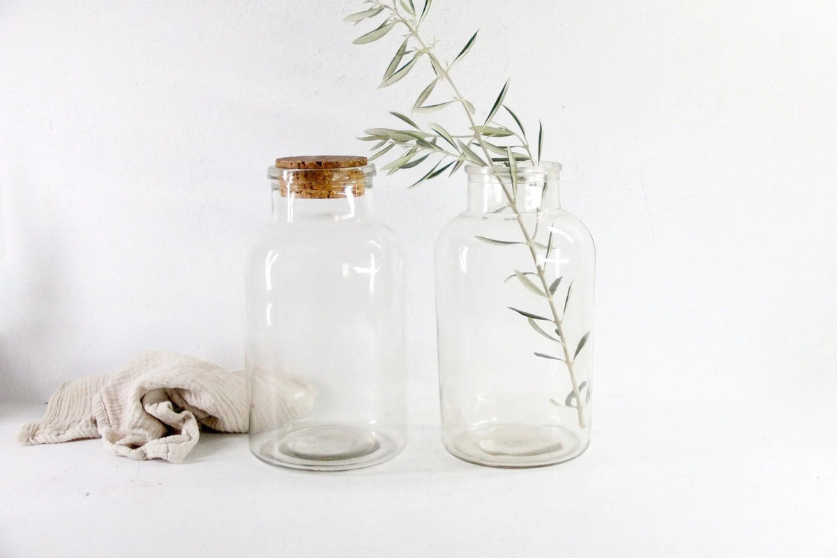 Antique French Jar Vase | Large Clear Glass Pickling/Candy Vessel - Debra Hall Lifestyle