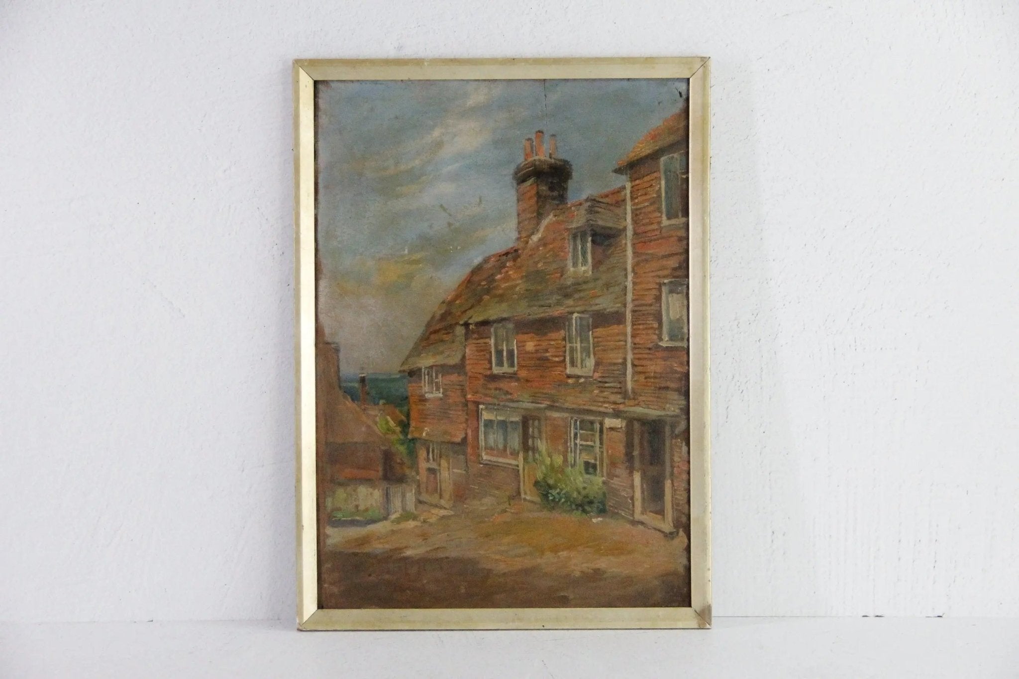 Antique French Oil Painting on Panel | Framed Village - Debra Hall Lifestyle