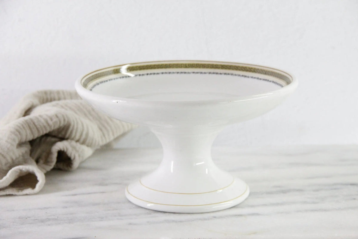 Antique Ironstone Compote | English White Hotel Ware - Debra Hall Lifestyle
