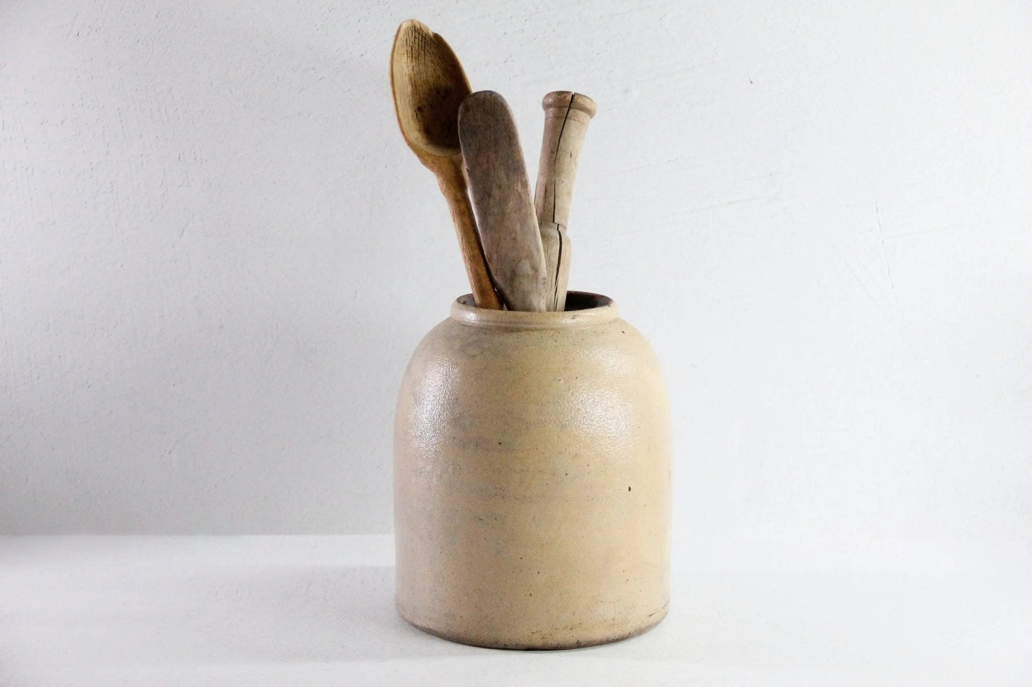 Antique Salt Glaze Stoneware Crock | Utensil Canning Jar - Debra Hall Lifestyle