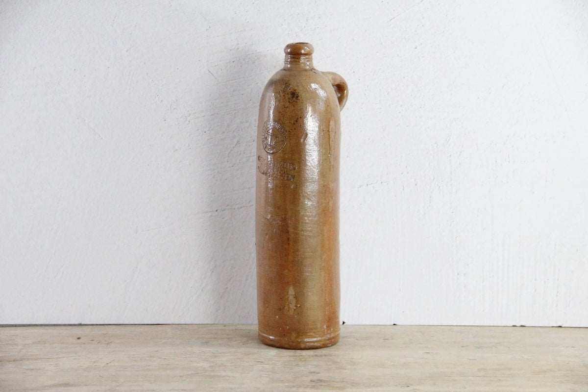 Antique Stoneware Bottle | German Earthenware Vessel - Debra Hall Lifestyle