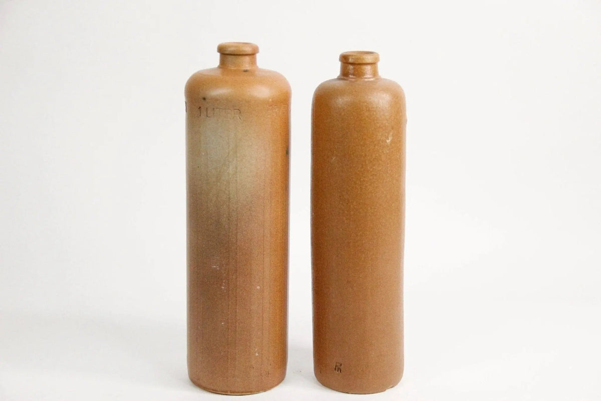 Antique Stoneware Bottle | Large Umber Vessel France - Debra Hall Lifestyle