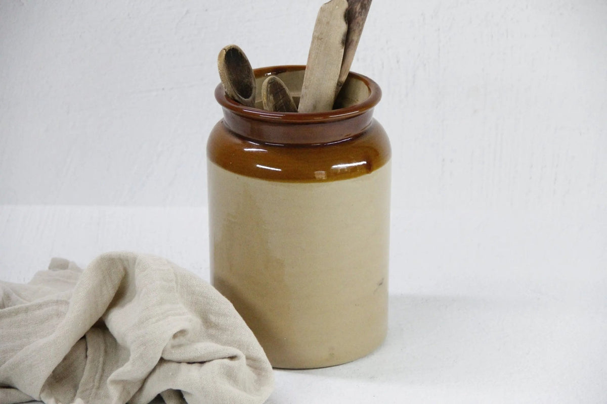 Antique Stoneware Canning Jar-English Preserves Crock - Debra Hall Lifestyle