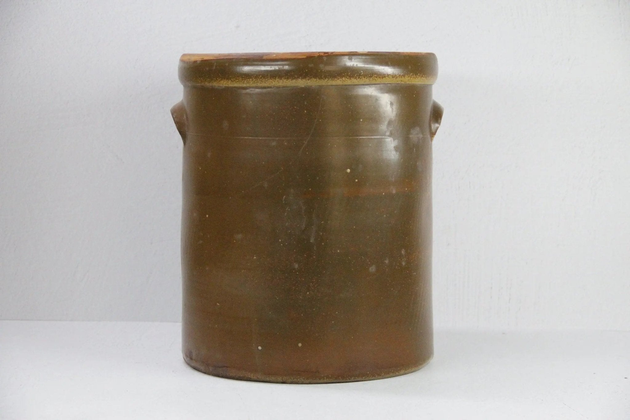 Antique Stoneware Crock | 5 Gallon Mocha Brown - Debra Hall Lifestyle