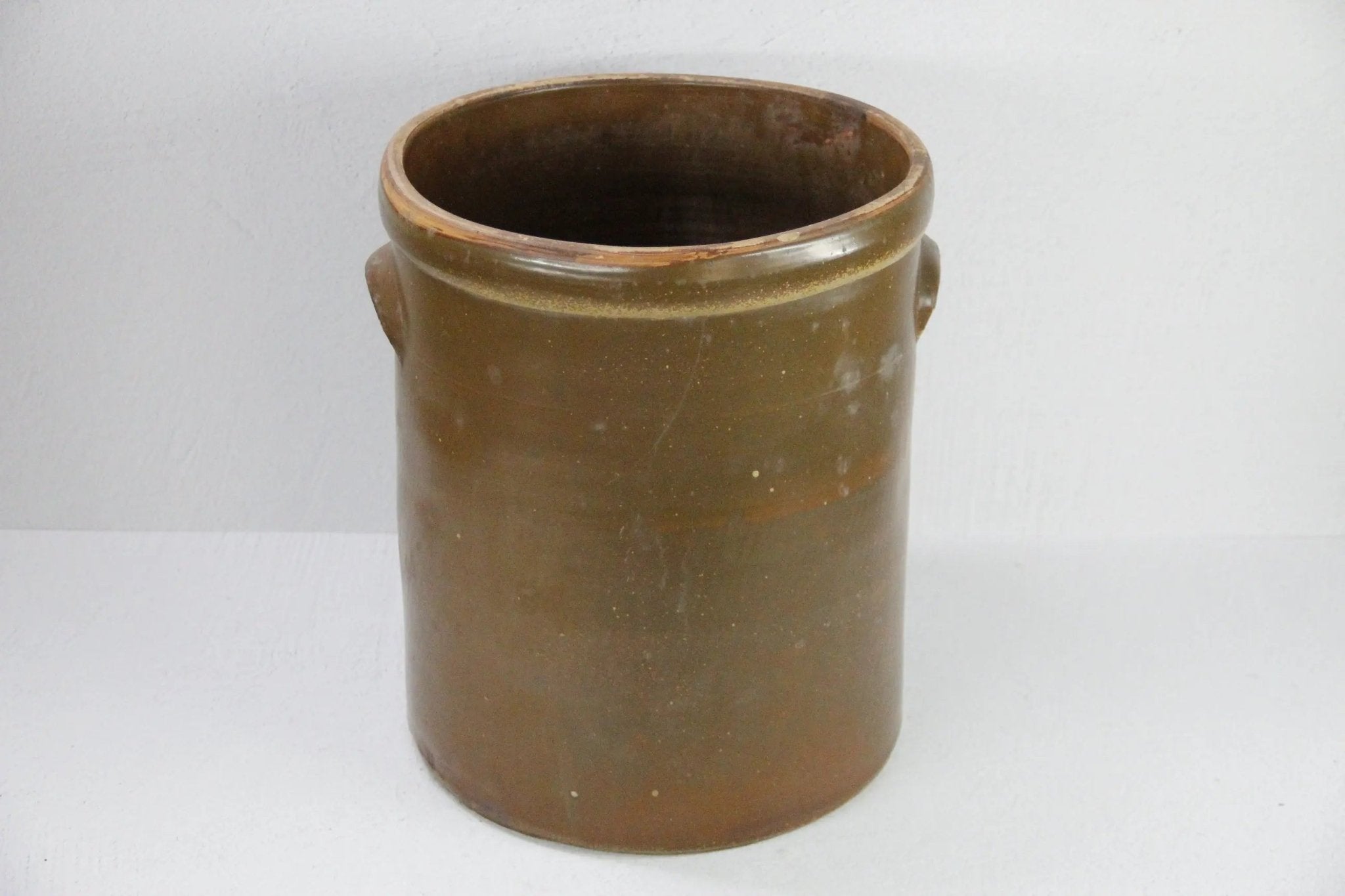 Antique Stoneware Crock | 5 Gallon Mocha Brown - Debra Hall Lifestyle
