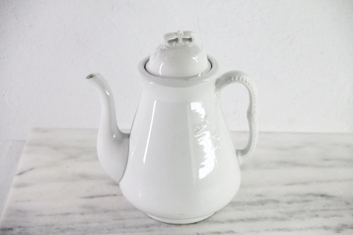 Antique White Ironstone Coffee Pot | J&G Meakin Stamped - Debra Hall Lifestyle