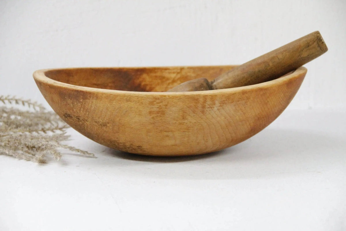 Antique Wooden Bowl | Farmhouse Dough Bowl Americana - Debra Hall Lifestyle