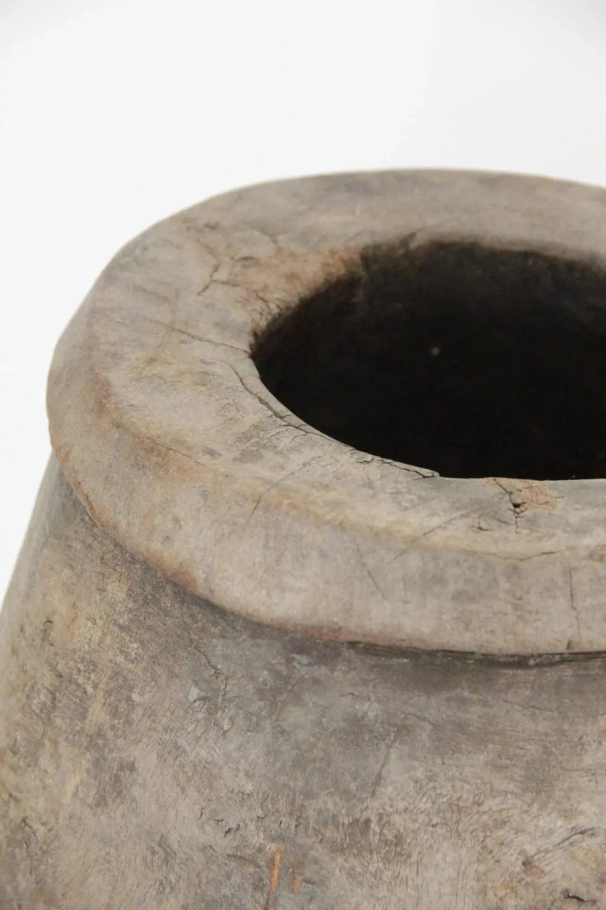 Antique Wooden Butter Churn | Large Carved Pot India - Debra Hall Lifestyle