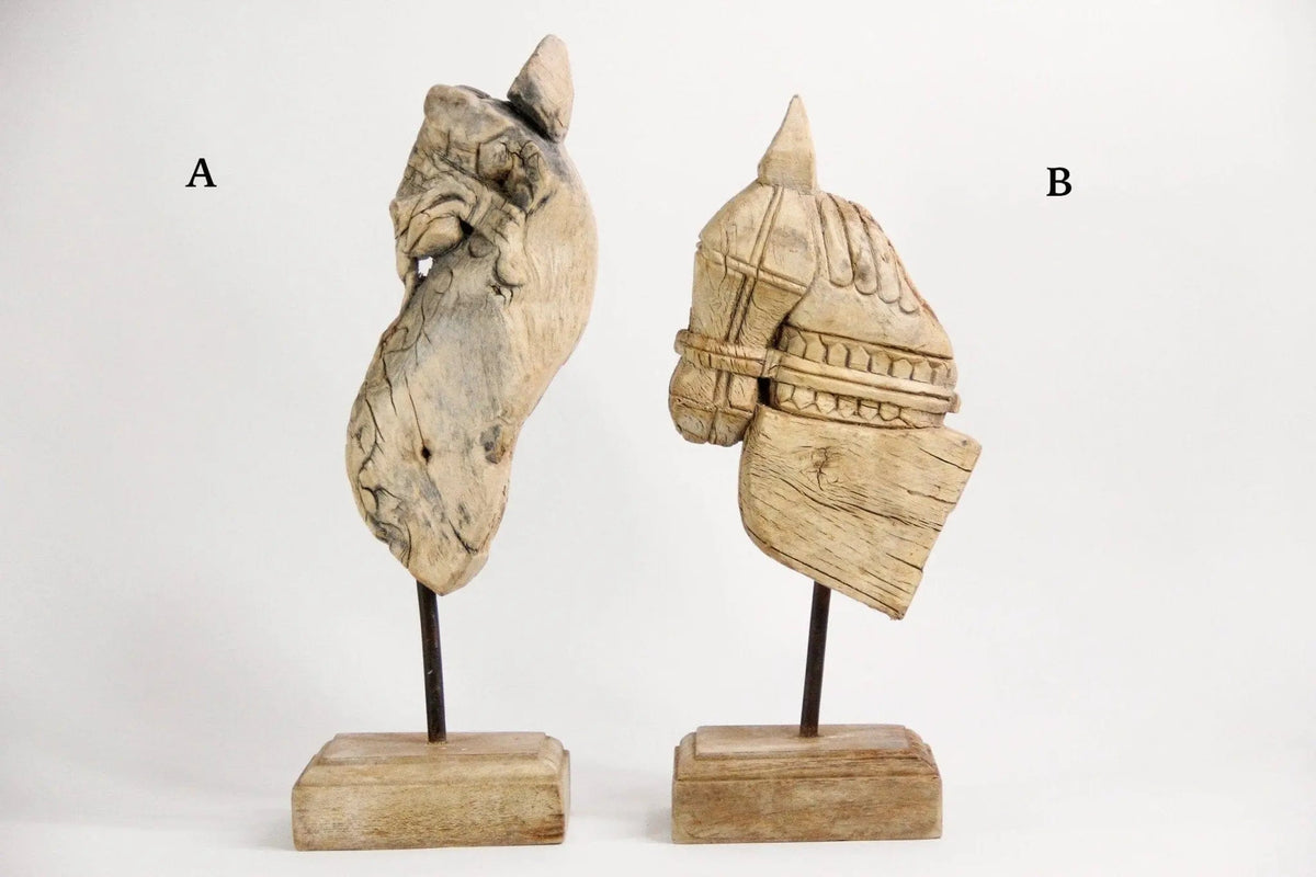 Antique Wooden Horse | Hand Carved Mounted On Stand - Debra Hall Lifestyle