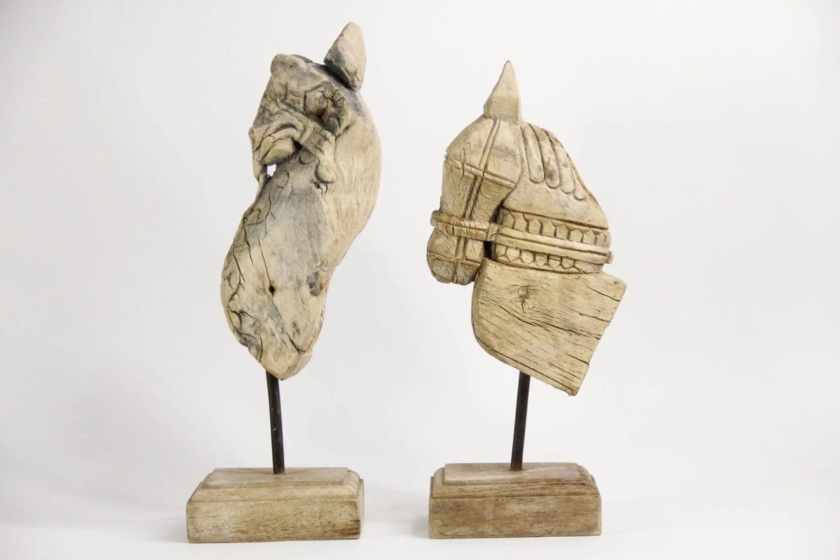 Antique Wooden Horse | Hand Carved Mounted On Stand - Debra Hall Lifestyle