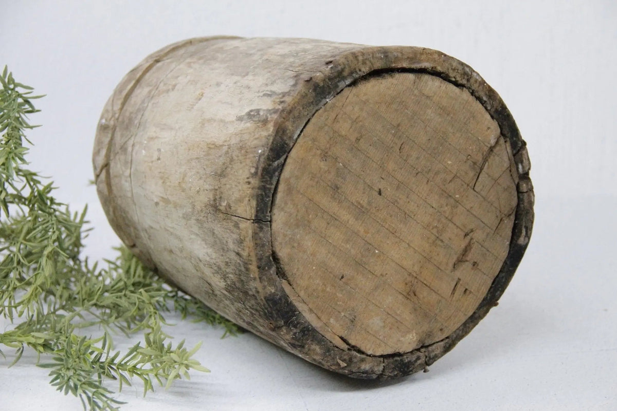 Antique Wooden Pot | Hand Carved Grain Storage Vessel - Debra Hall Lifestyle
