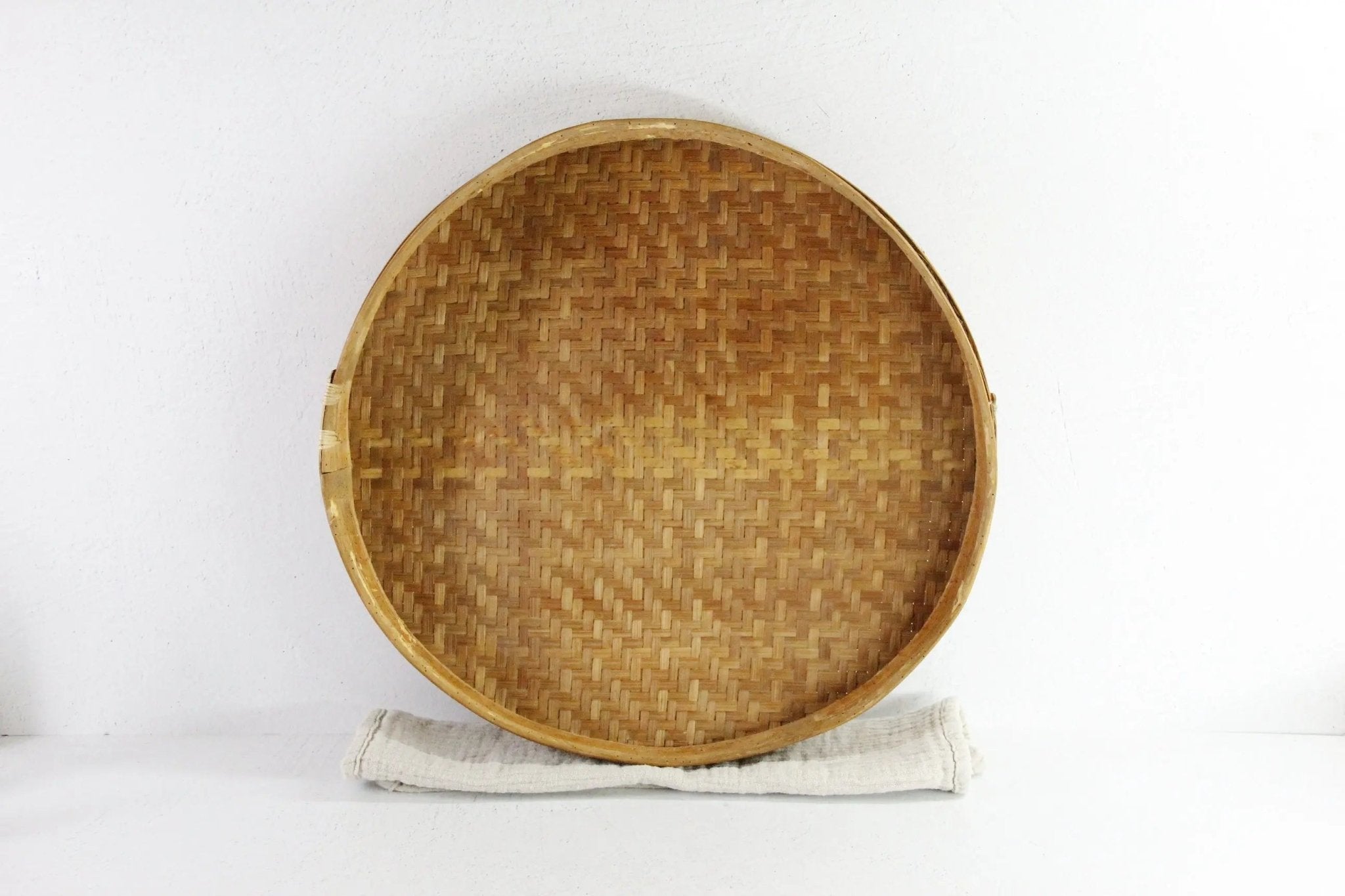 Bamboo Winnowing Basket Vintage | Woven Tray Wall Decor - Debra Hall Lifestyle