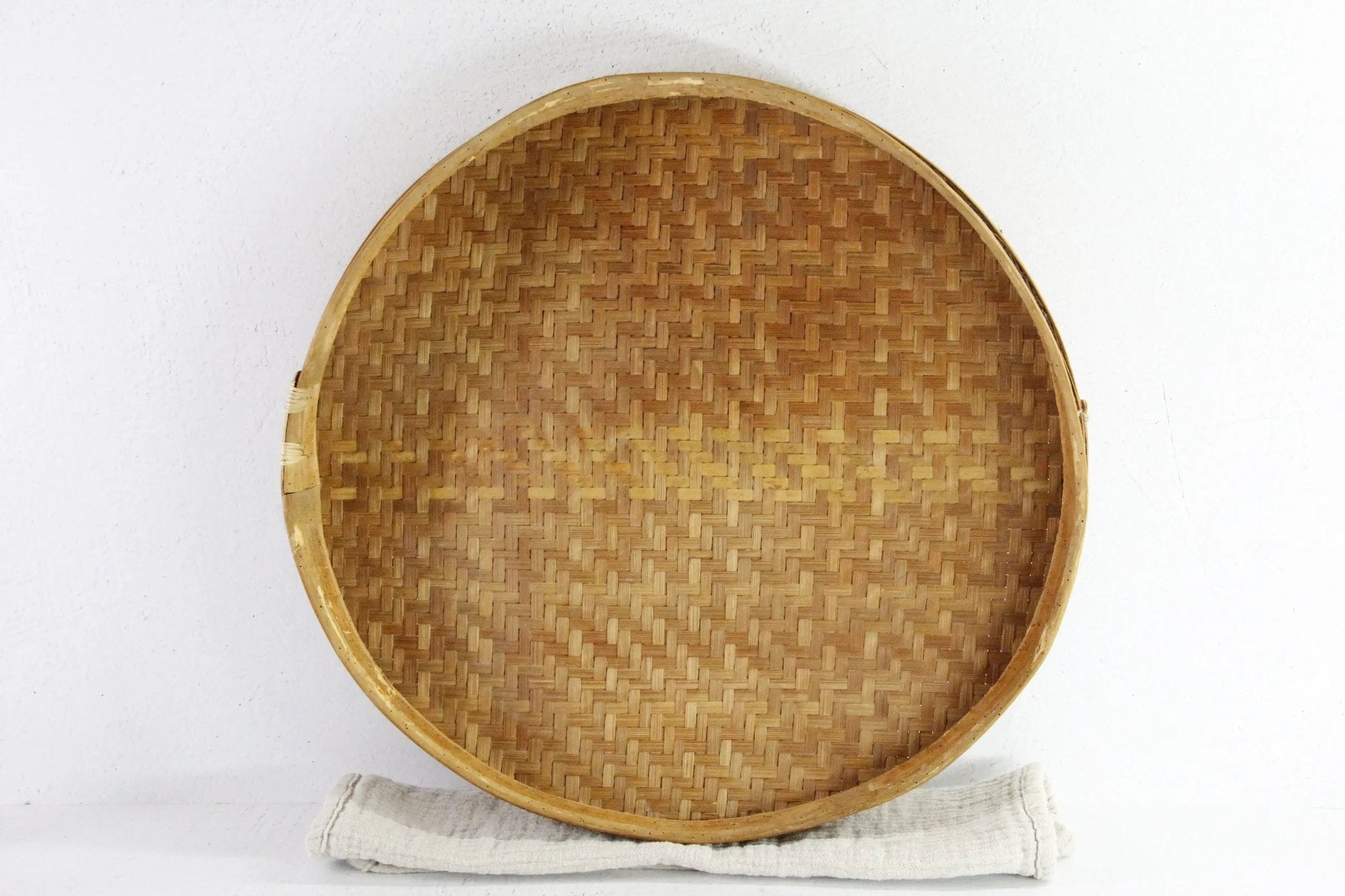 Bamboo Winnowing Basket Vintage | Woven Tray Wall Decor - Debra Hall Lifestyle