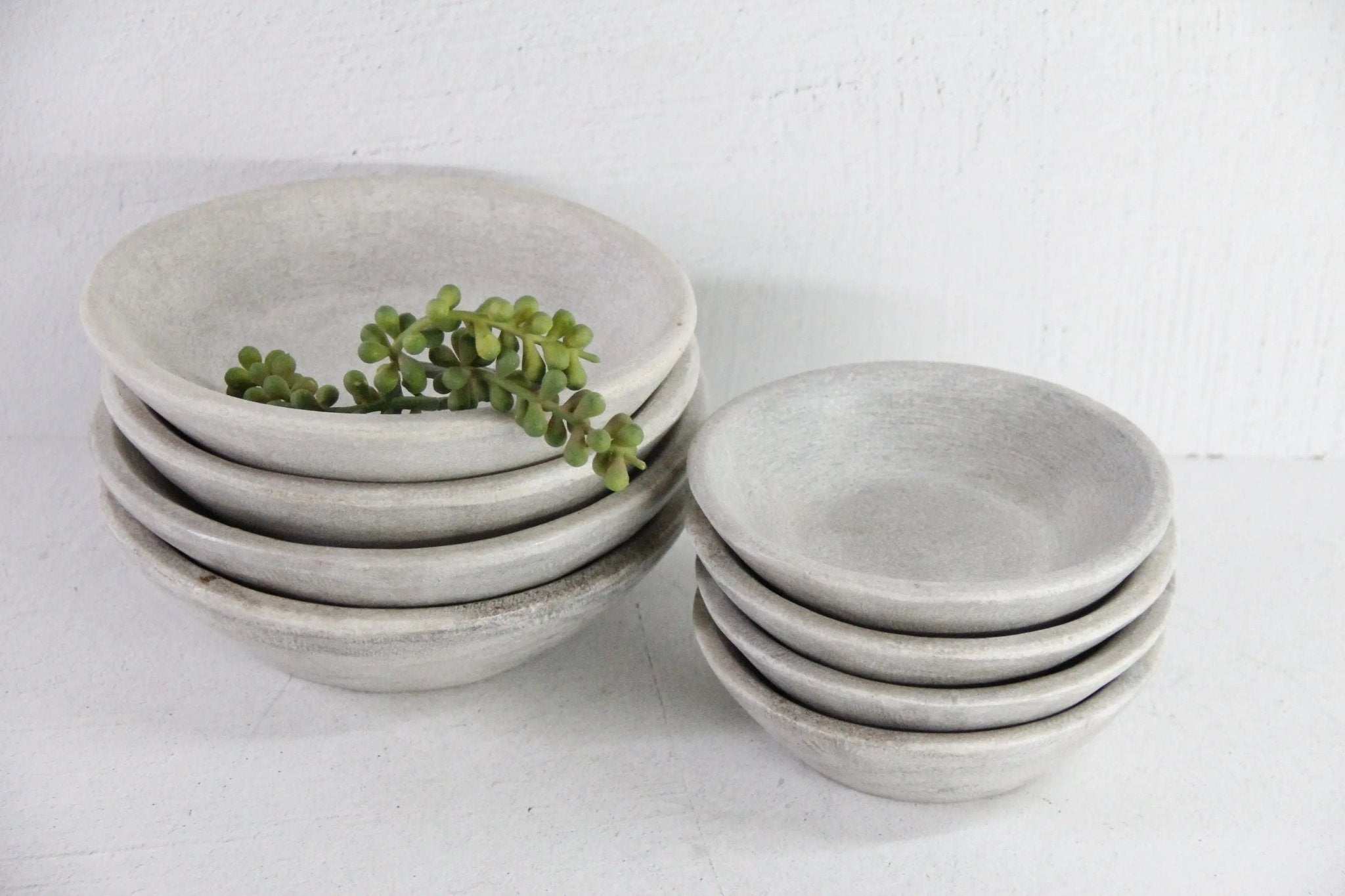 Carved Marble Bowl | Vintage Honed Stone Catchall Dish - Debra Hall Lifestyle