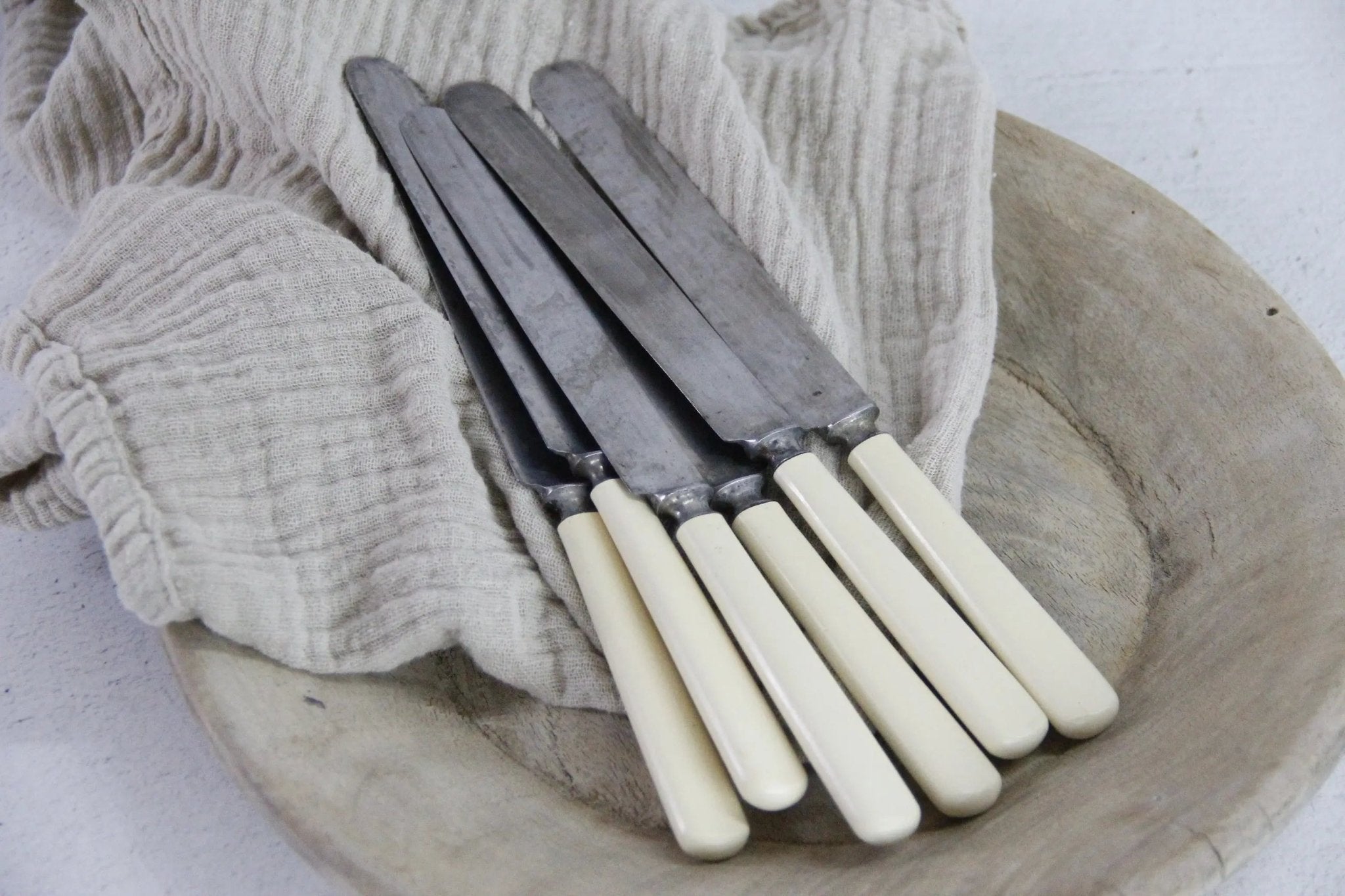 Celluloid Knives | Antique Set of 6 Flatware Dinner Knife - Debra Hall Lifestyle