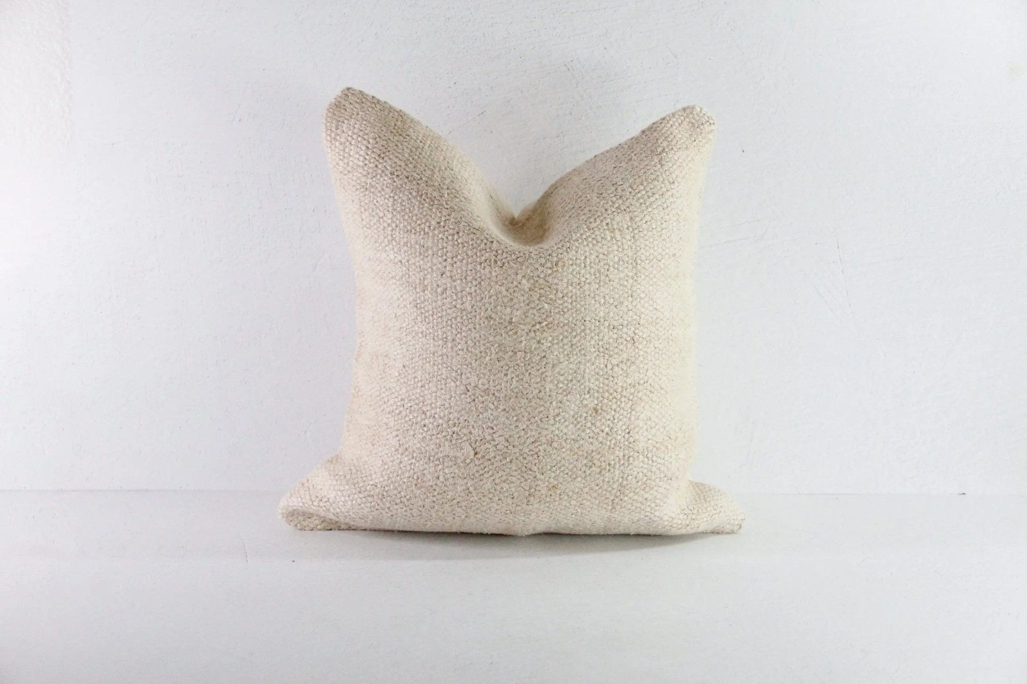 Hemp Pillow | Vintage Turkish Kilim Textile Natural 18" Cover - Debra Hall Lifestyle