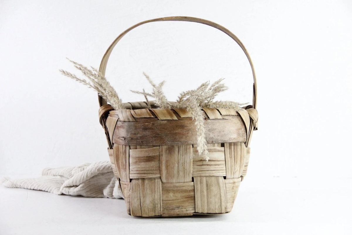 Primitive Basket | Antique Splint Gathering Basket - Debra Hall Lifestyle