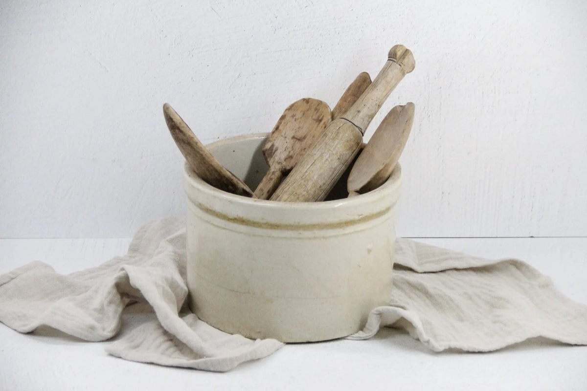 Primitive Stoneware Crock | 19th C. 10 Lb Butter-Large - Debra Hall Lifestyle