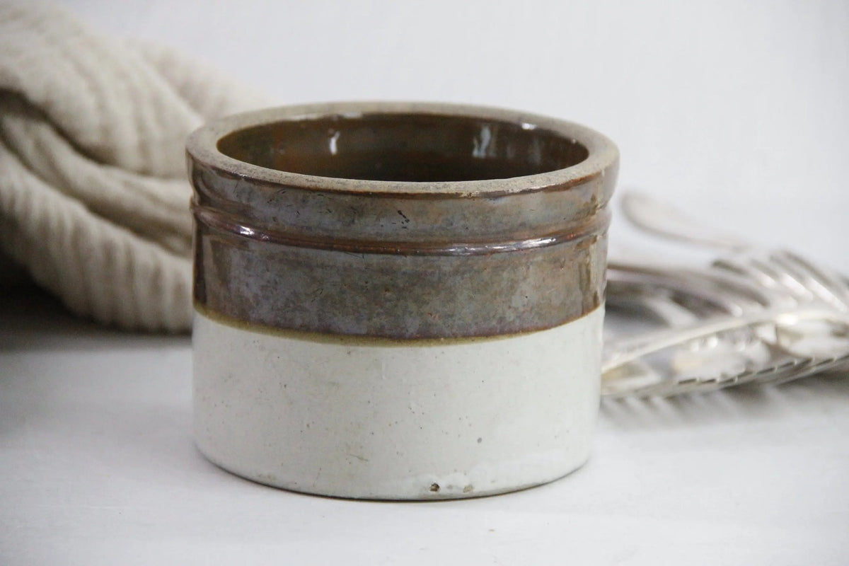 Small Stoneware Crock Antique | Antique Two Tone-Dipped - Debra Hall Lifestyle