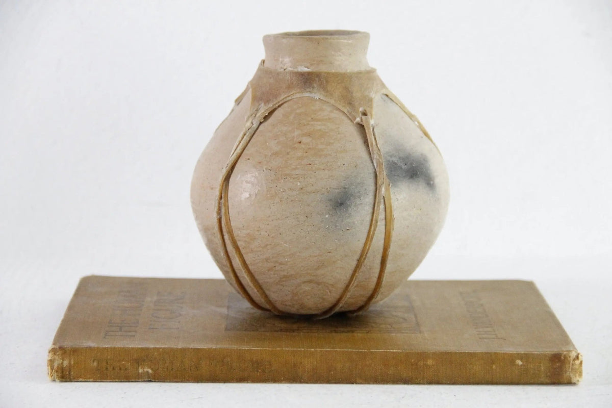 Tarahumara Indian Pottery Olla | Small Rawhide Sinew Wrapped Pot - Debra Hall Lifestyle