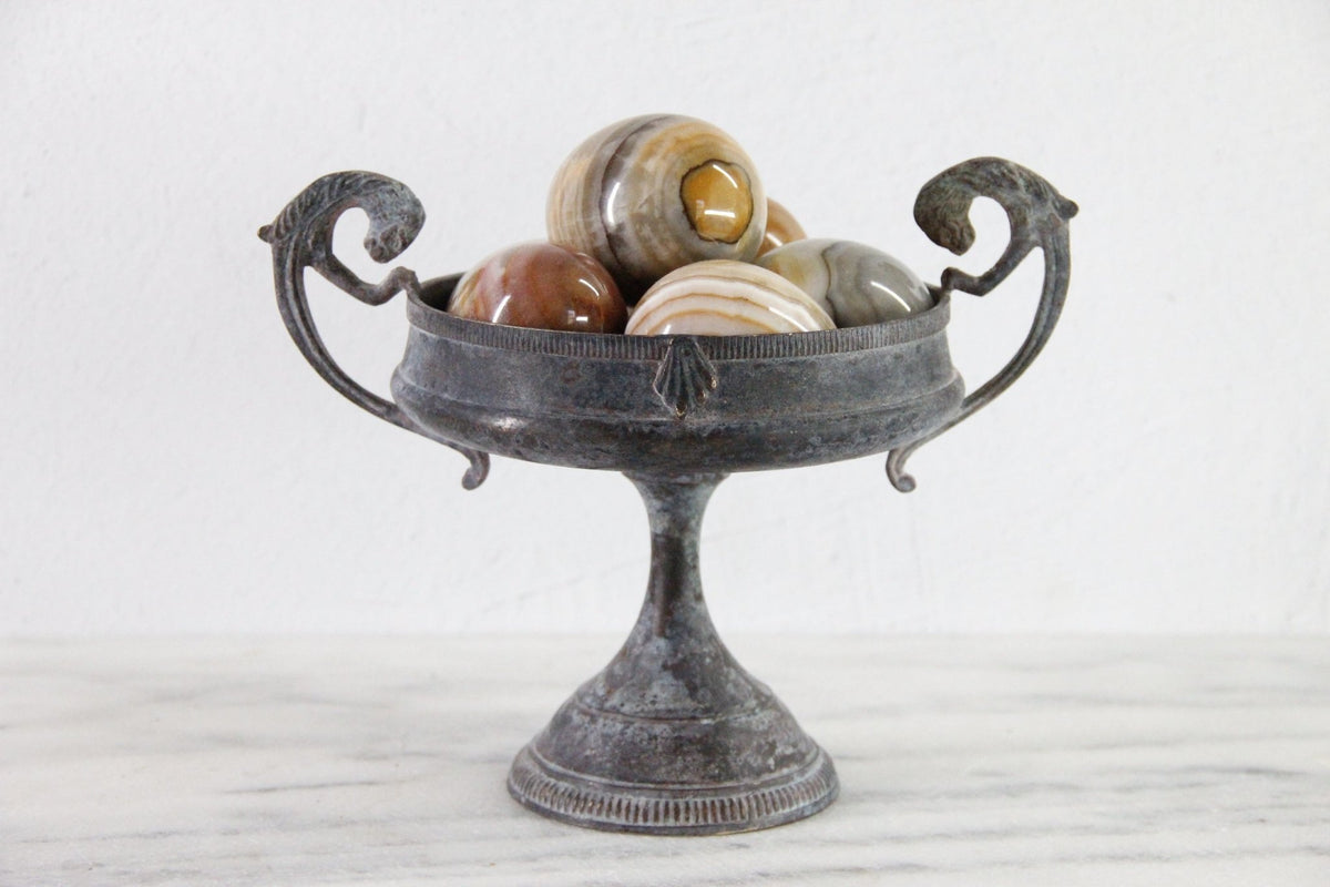 Vintage Brass Compote | Neoclassic Tazza Pedestal Bowl - Debra Hall Lifestyle