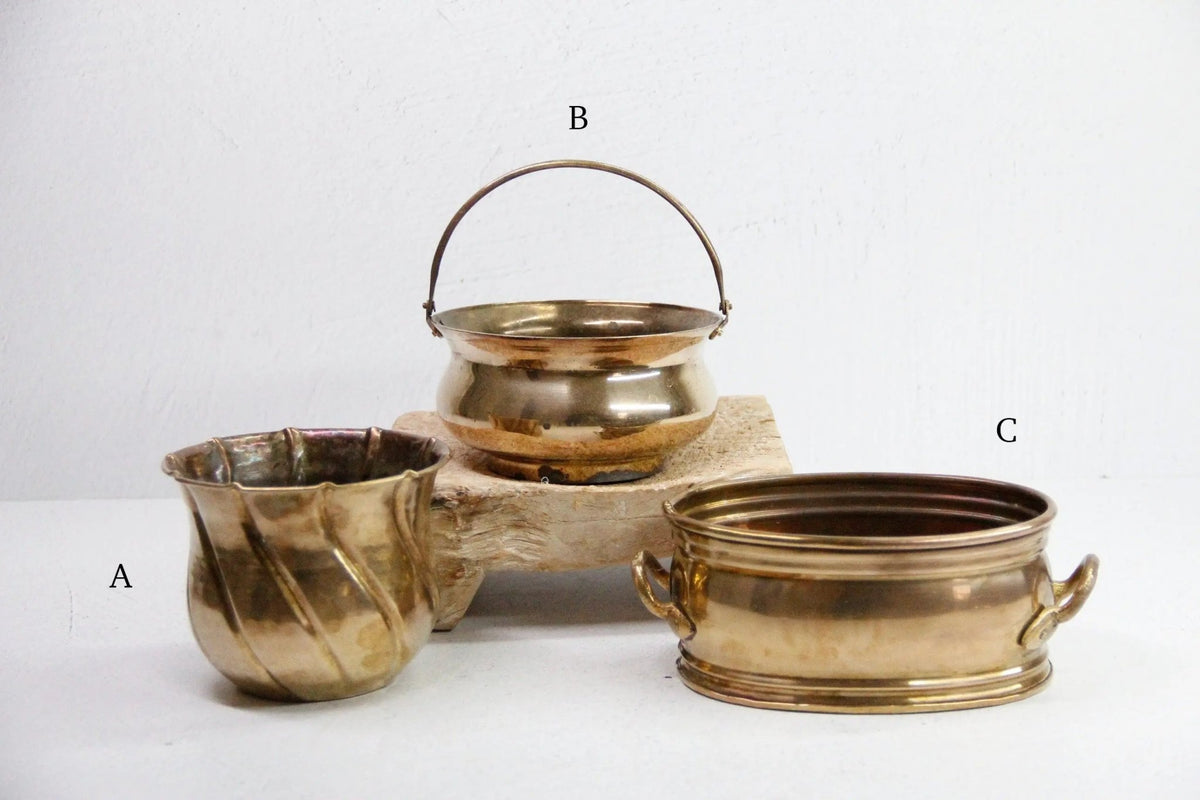 Vintage Brass Planter | Solid Brass Pot - Assorted - Debra Hall Lifestyle