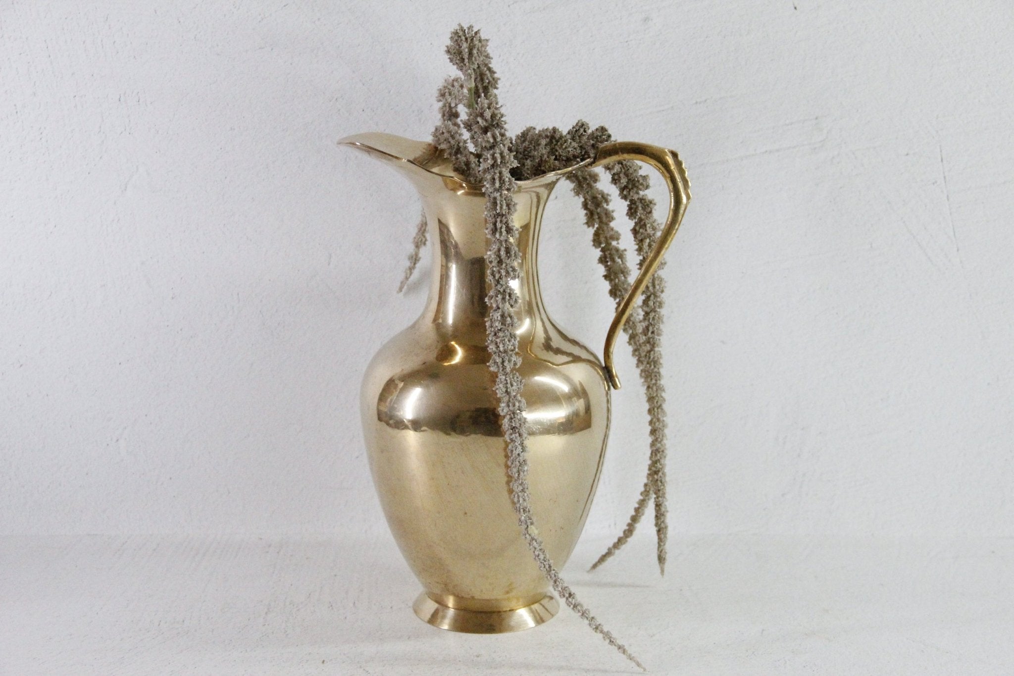 Vintage Brass Water Pitcher | Large Vase, Jug, Tall Ewer - Debra Hall Lifestyle