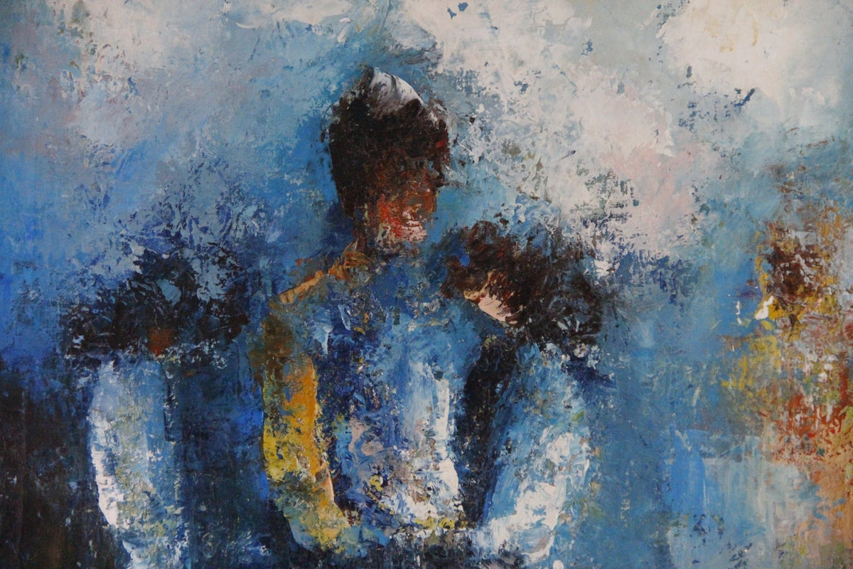 Vintage Figurative Oil Painting Mid Century Abstract Impasto - Debra Hall Lifestyle