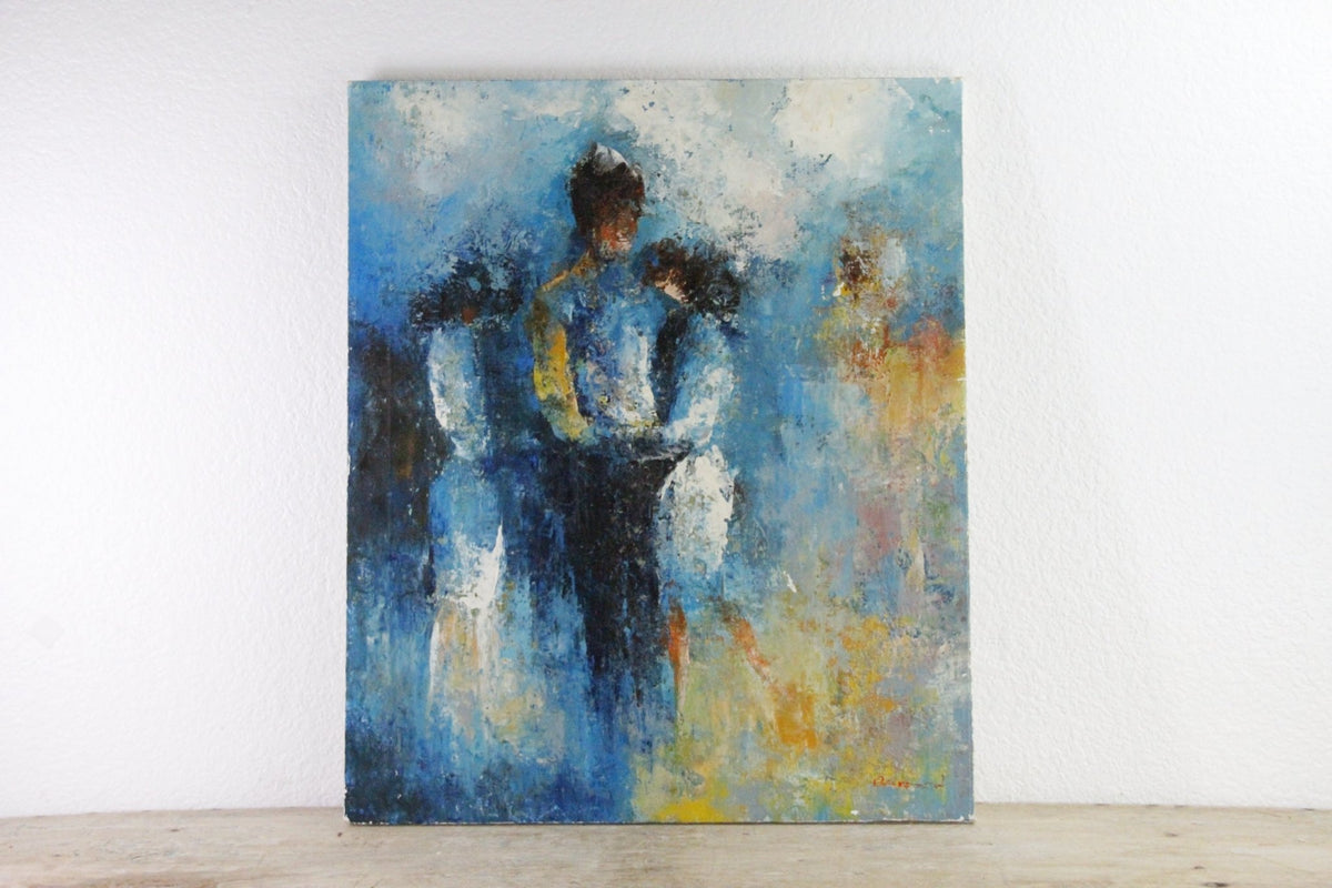 Vintage Figurative Oil Painting Mid Century Abstract Impasto - Debra Hall Lifestyle