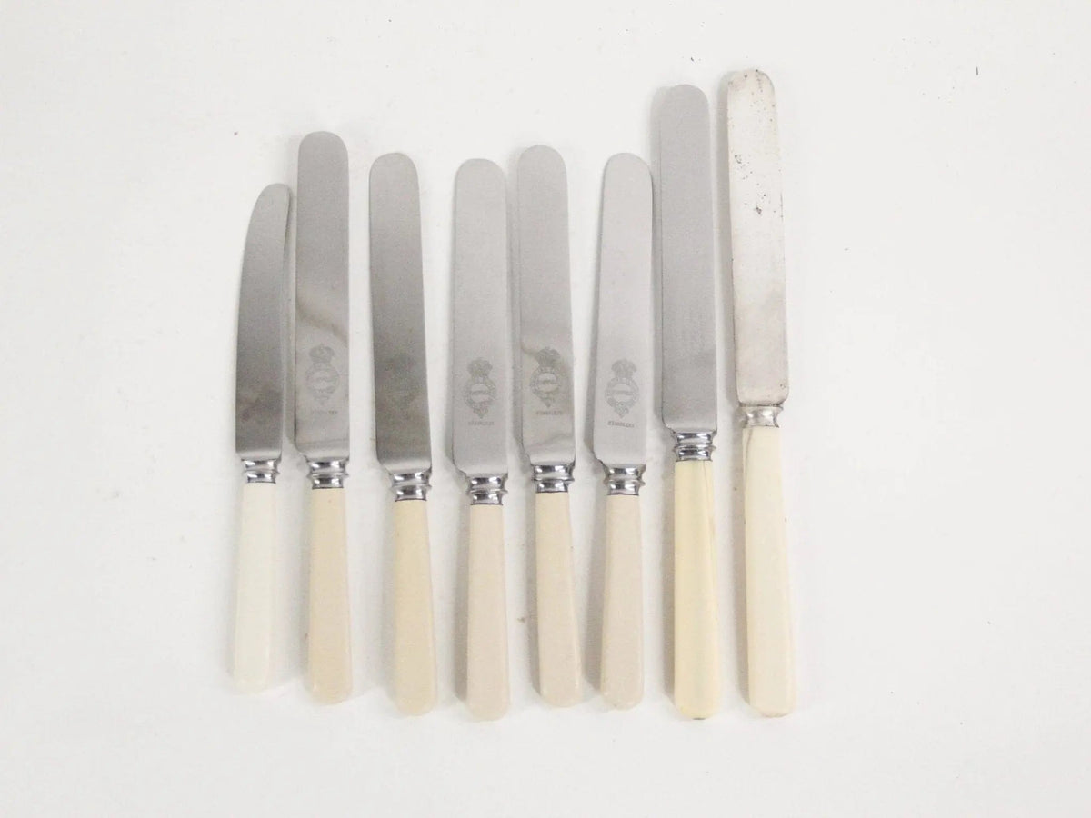 Vintage Flatware Set | Celluloid Dinner Knives 8 Pieces - Debra Hall Lifestyle