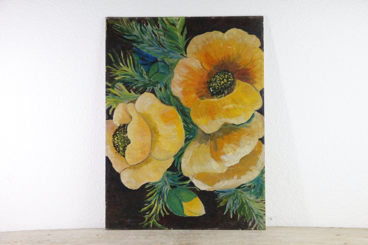 Vintage Floral Oil Painting Large Orange Poppies 18 x 24 - Debra Hall Lifestyle