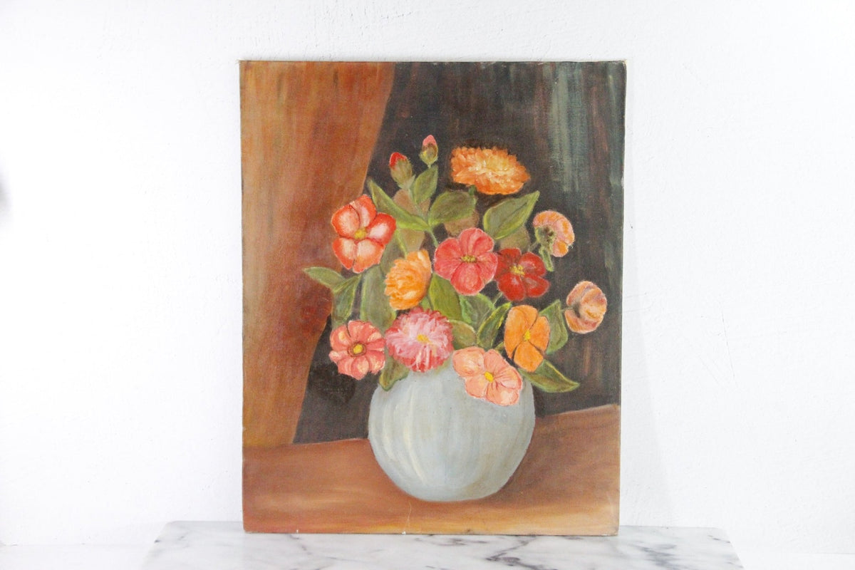 Vintage Floral Still Life Oil Painting | Signed 1972 Artwork - Debra Hall Lifestyle