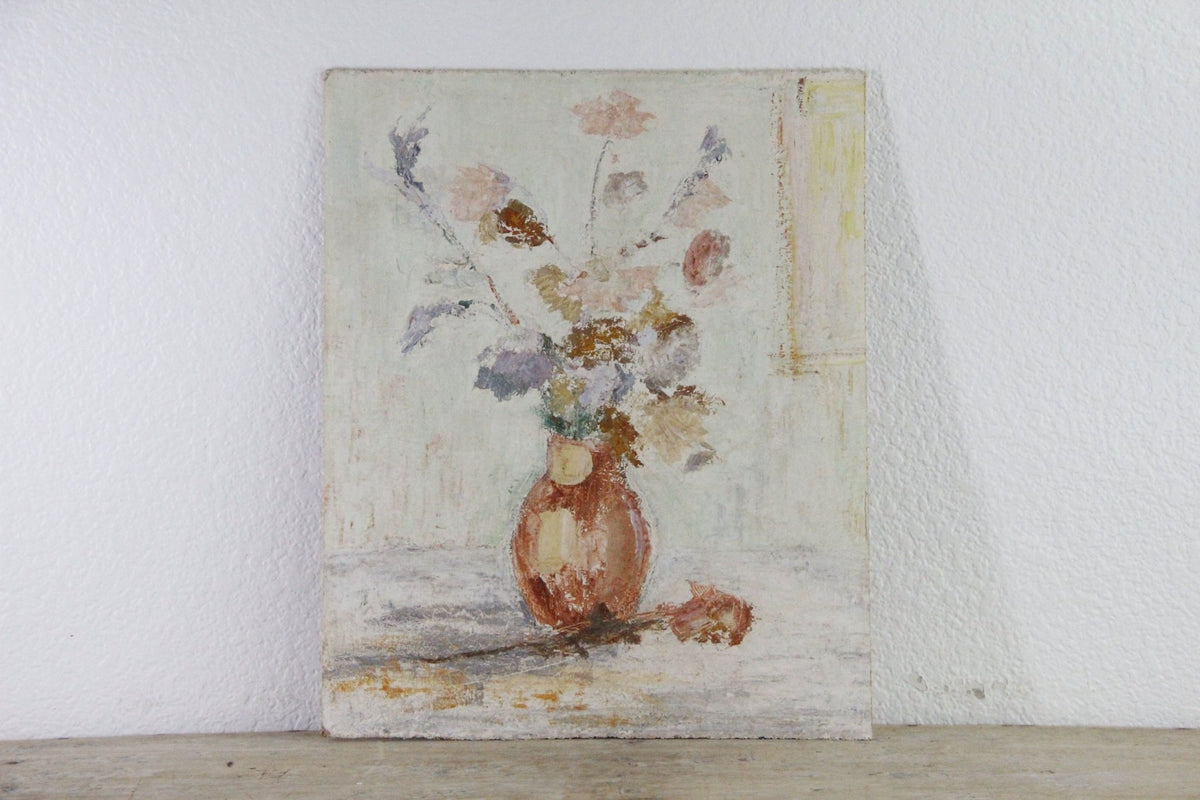 Vintage Floral Still Life Painting | Midcentury Modernist Artwork - Debra Hall Lifestyle