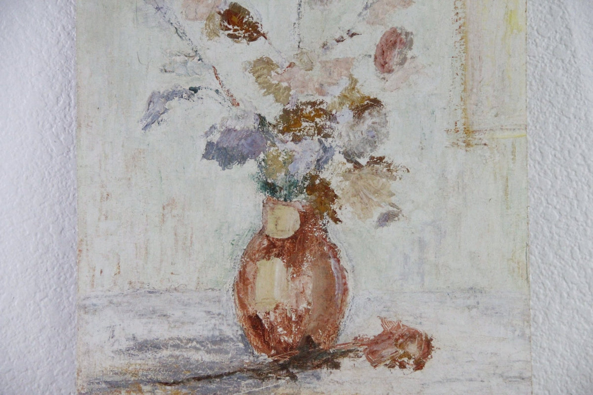 Vintage Floral Still Life Painting | Midcentury Modernist Artwork - Debra Hall Lifestyle
