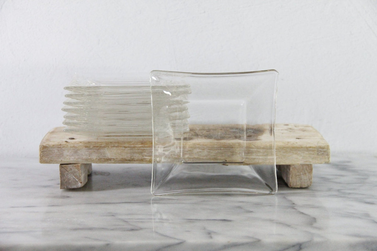 Vintage Glass Dessert Plates | Set of 8 MCM Square Plates - Debra Hall Lifestyle
