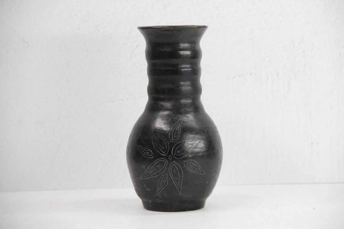 Vintage Oaxaca Black Pottery Vase | Signed - Vessel - Debra Hall Lifestyle