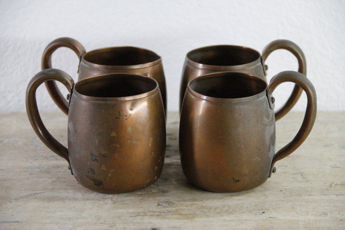 Vintage West Bend Copper Mugs Set of 4 Solid Copper USA - Debra Hall Lifestyle