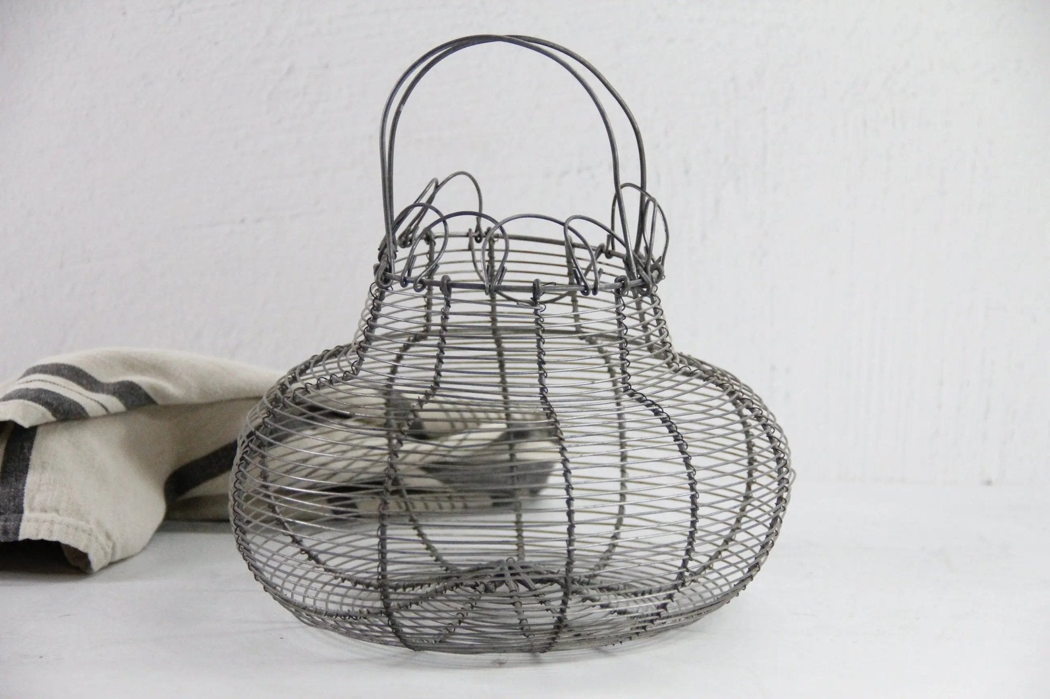 Vintage Wire Egg Basket | French Farmhouse Style-Metal - Debra Hall Lifestyle