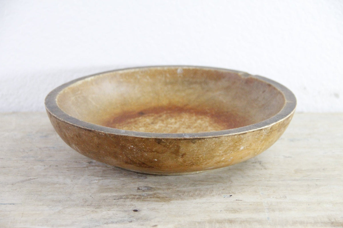 Vintage Wooden Dough Bowl American Primitive Chopping Bowl - Debra Hall Lifestyle