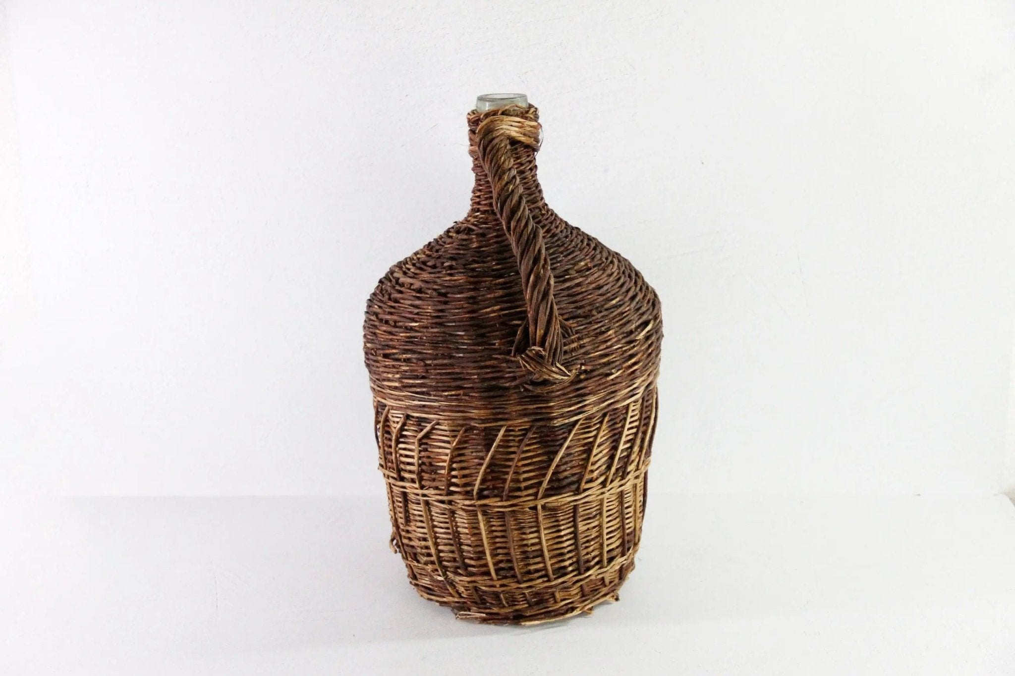 Wicker Demijohn Bottle France | Vintage Wrapped Glass Large - Debra Hall Lifestyle
